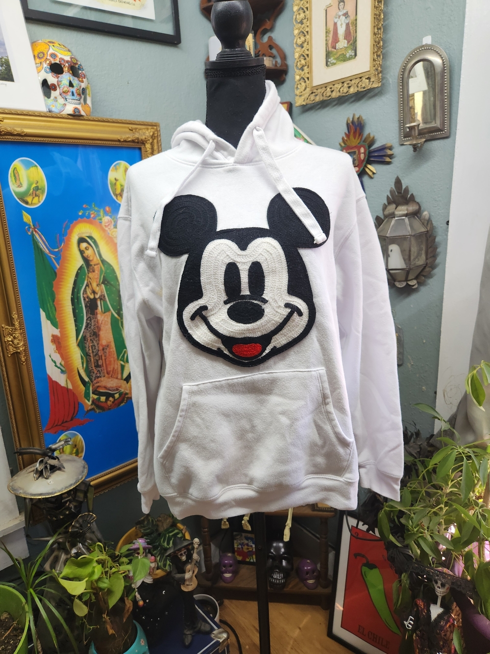 Disney White Hoodie with Large Black & White Mickey Face